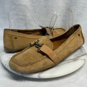 UGG Aven Tan Leather Buckle Suede Moccasins Loafer Shoes‎ Woman's 9.5 Comfort